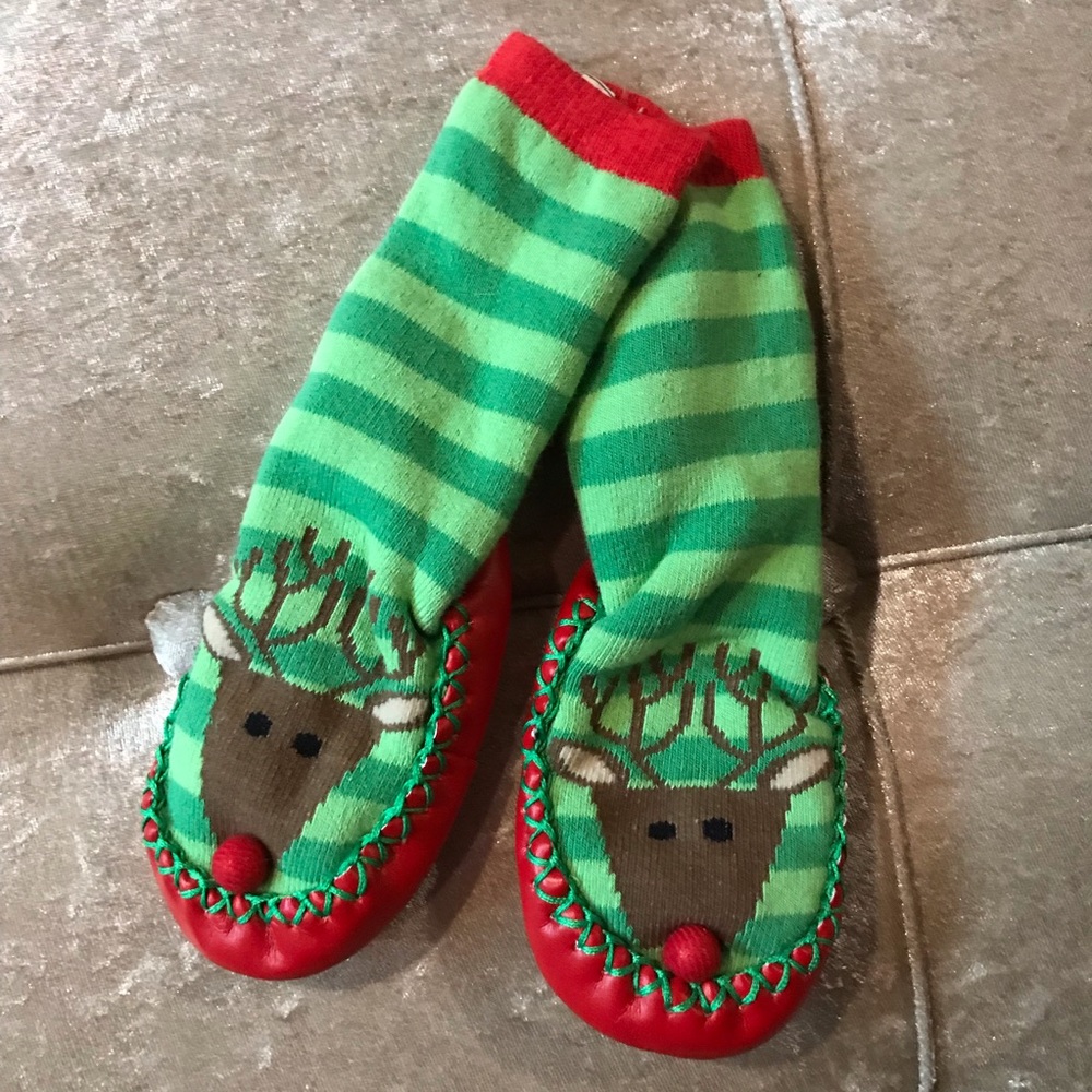 Mud pie reindeer sock slippers